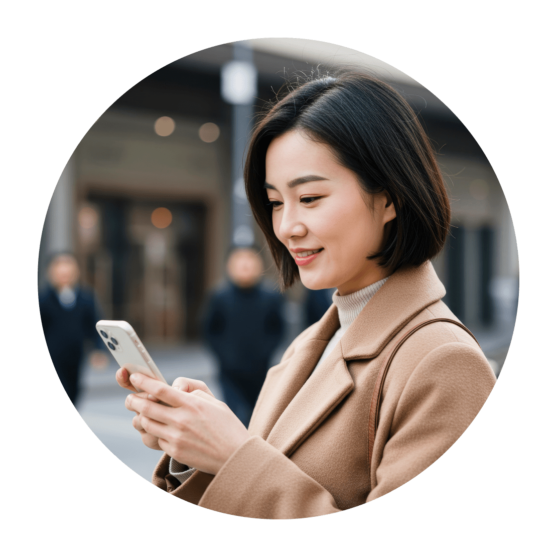 一名女子在企业 VPN 安全措施的保护下使用工作手机浏览网页。