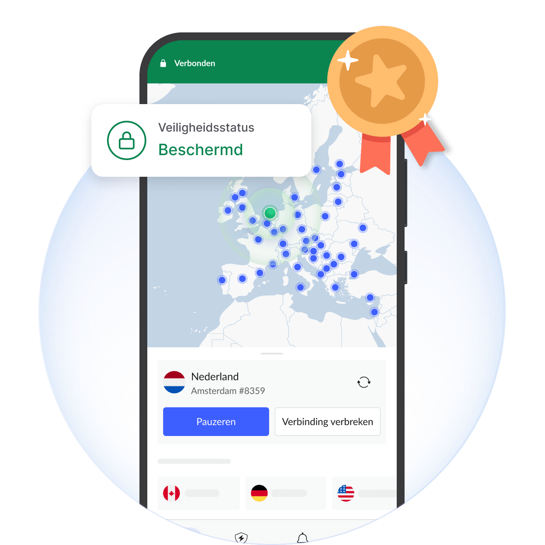 Een mobiele telefoon beschermd door een VPN.