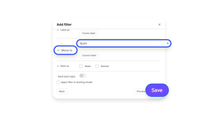 block emails in protonmail - step 8: save your filter