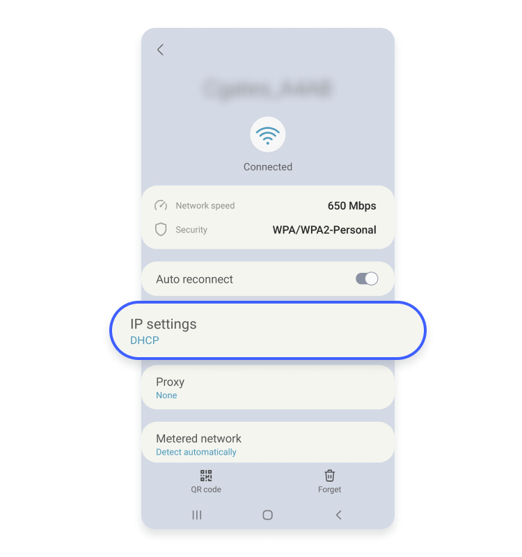 Android IP settings