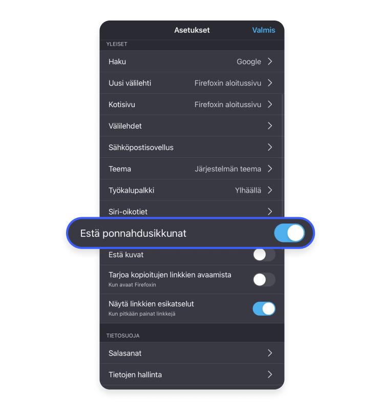 Kuinka estää ponnahdusikkunat Firefoxissa vaihe 3