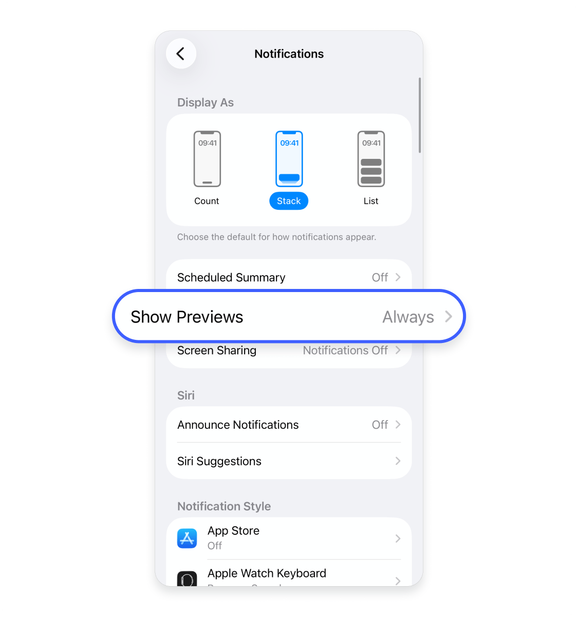 Improve iPhone security by hiding notification previews on the lock screen: Step 2.