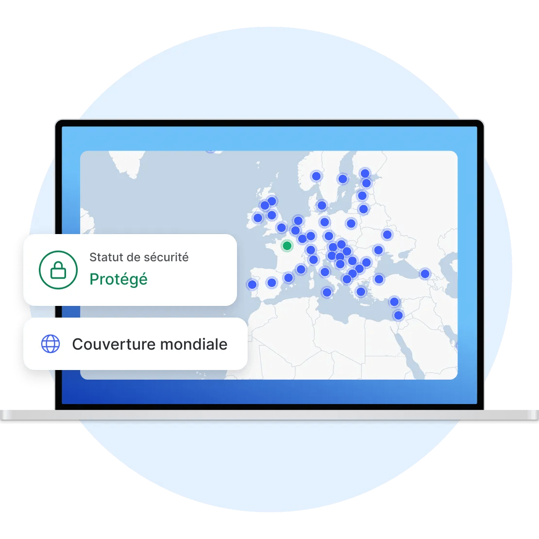 Un ordinateur portable est connecté à un VPN