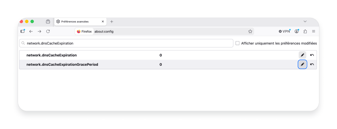 Flush DNS cache sur Firefox