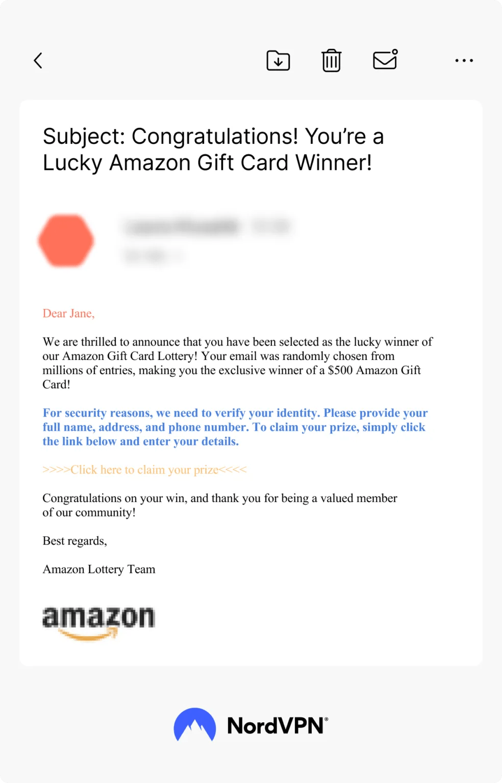 fake loterry spam