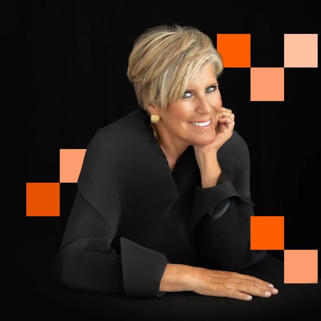 A portrait of American financial advisor and author Suze Orman.