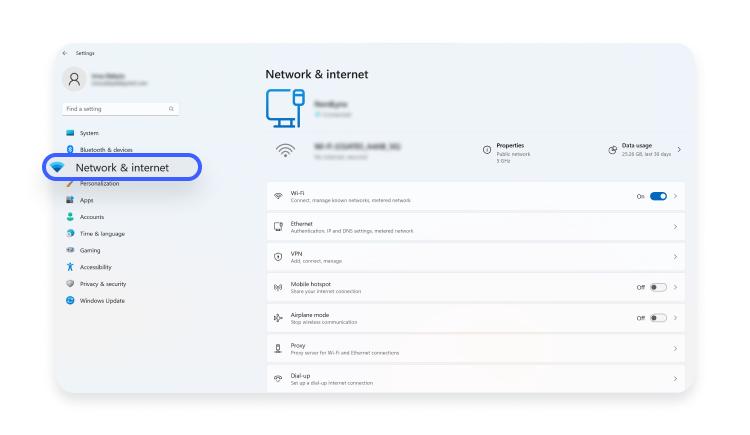Win11 network and internet