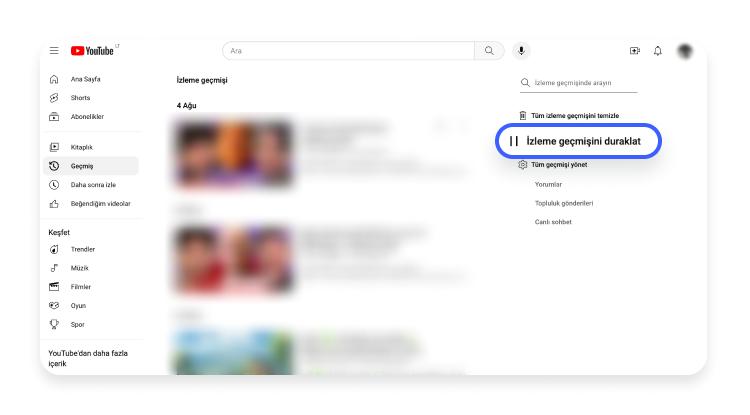 YouTube izleme geçmişi silme: aşama 3