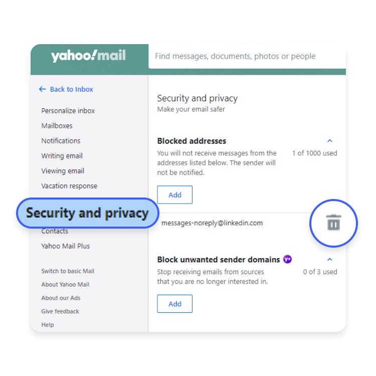 how to unblock sender in yahoo