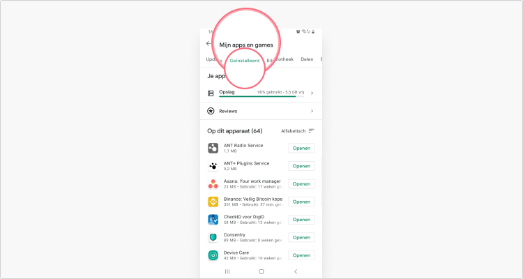 Of verwijder apps via de Play Store, stap 3