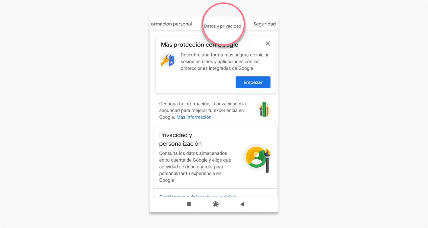 eliminar una cuenta de gmail de Android: paso 1