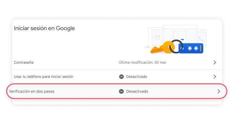 Activar 2FA en Google: pasos para configurar la autenticación en dos factores.