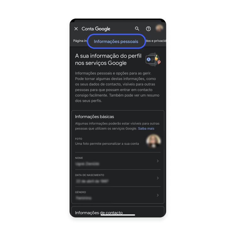 Clique em Informações Pessoais