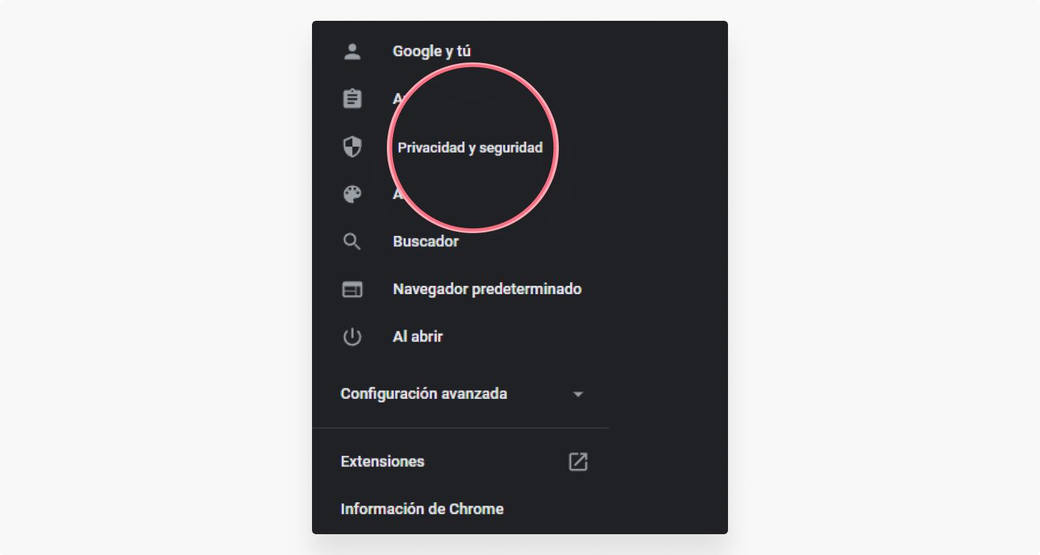 quitar notificaciones de Chrome en PC: paso 2
