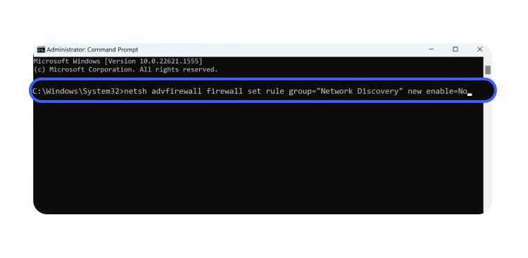 Win11 command disable network discovery