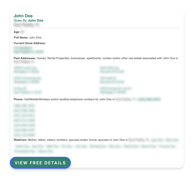 View Free Details button in FastPeopleSearch