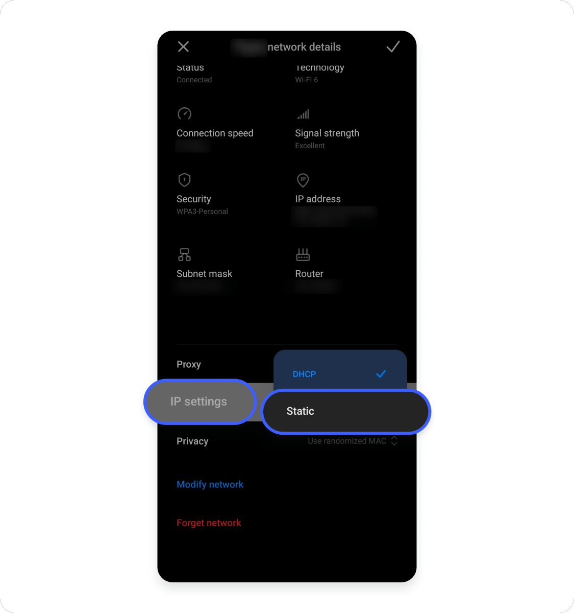 How to set a static IP on Android: Step 4