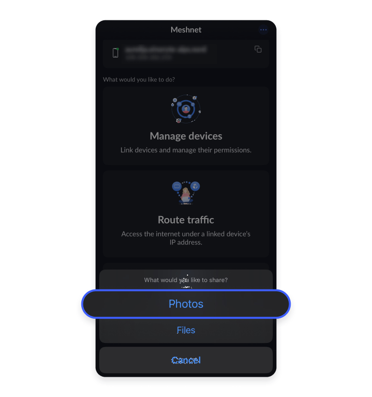 Transfer files with NordVPN&#39;s Meshnet feature: step 6