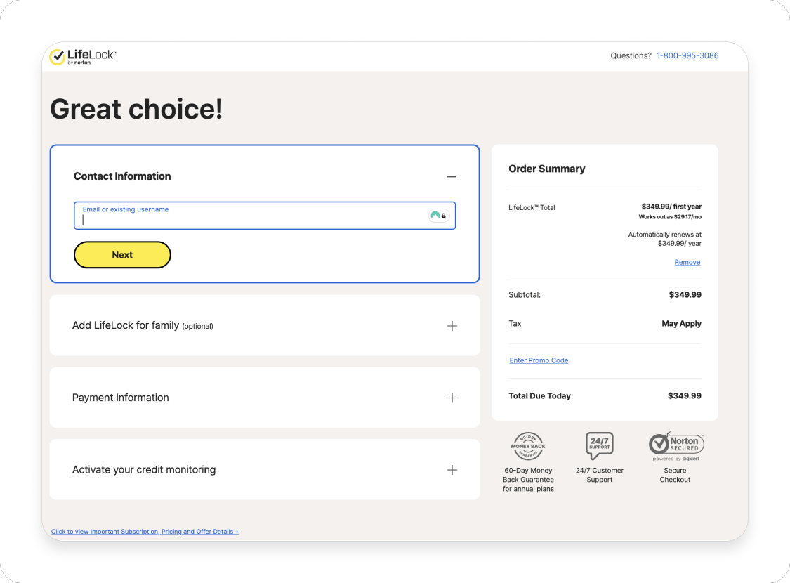 LifeLock set-up