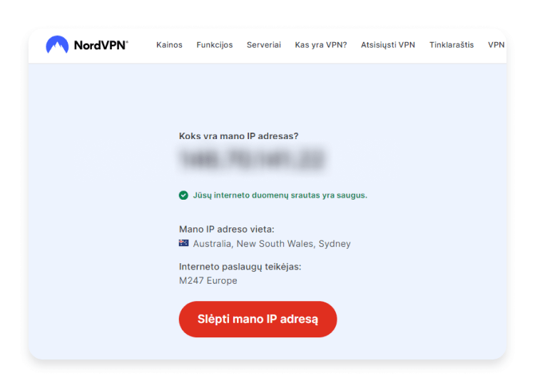 Palyginkite savo virtualų IP adresą su tikruoju IP adresu