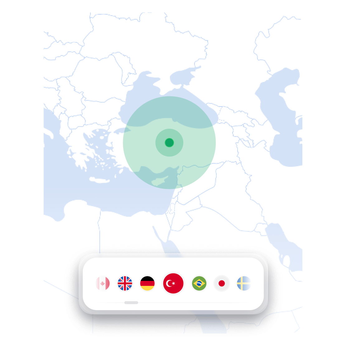 Sanal konumunuzu değiştirmek için sunucu konumlarını gösteren NordVPN haritası.