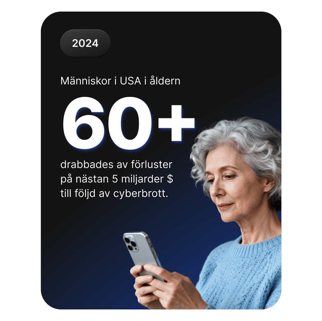 Äldre vuxna som använder en smartphone står för nästan 5 miljarder dollar i förluster till följd av cyberbrott bland amerikaner över 60 år.