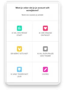 Tinder account verwijderen op Android en iPhone stap 4