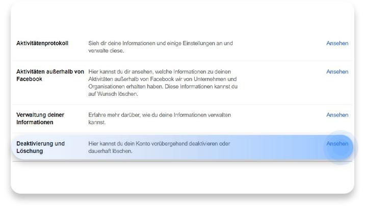 Facebook löschen: Schritt 8
