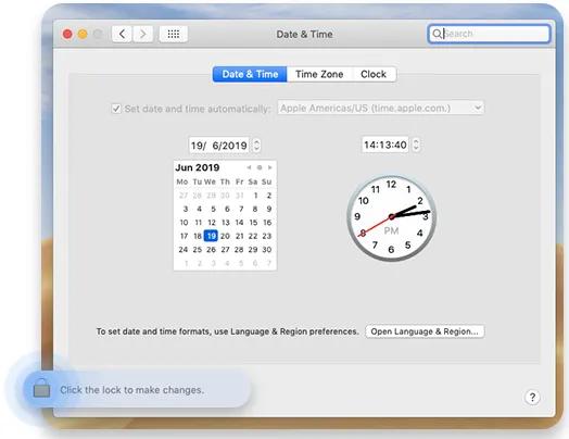 Check date and time on Mac