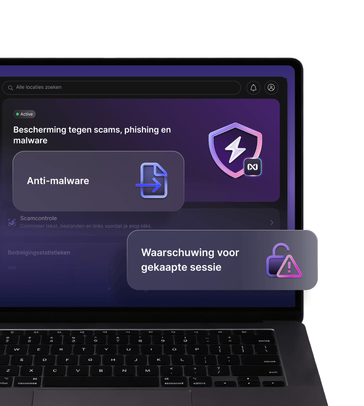 Een laptop waarop NordVPN's next-gen antivirus is ingeschakeld.