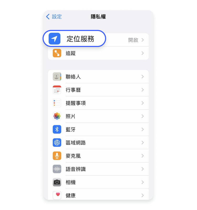 點選定位服務