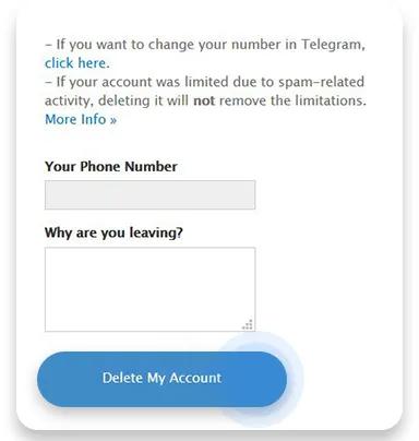 Vierter Schritt der manuellen Deaktivierung von Telegram