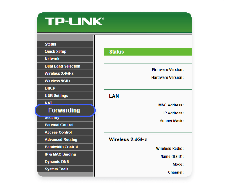 Port forwarding on a TP Link router