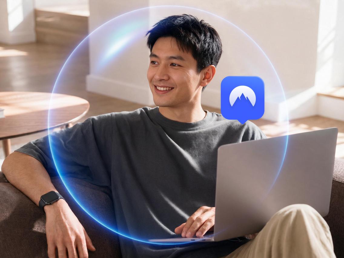 男人使用 VPN 保护笔记本电脑