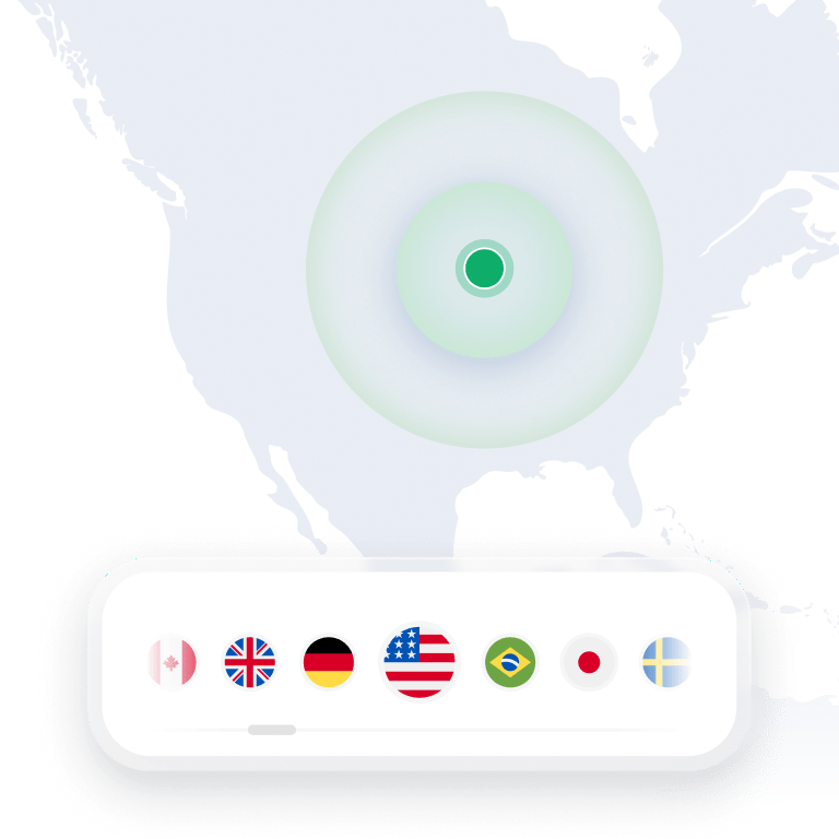 Un marcador de NordVPN que indica la ubicación de un servidor VPN seguro en un mapa del mundo.