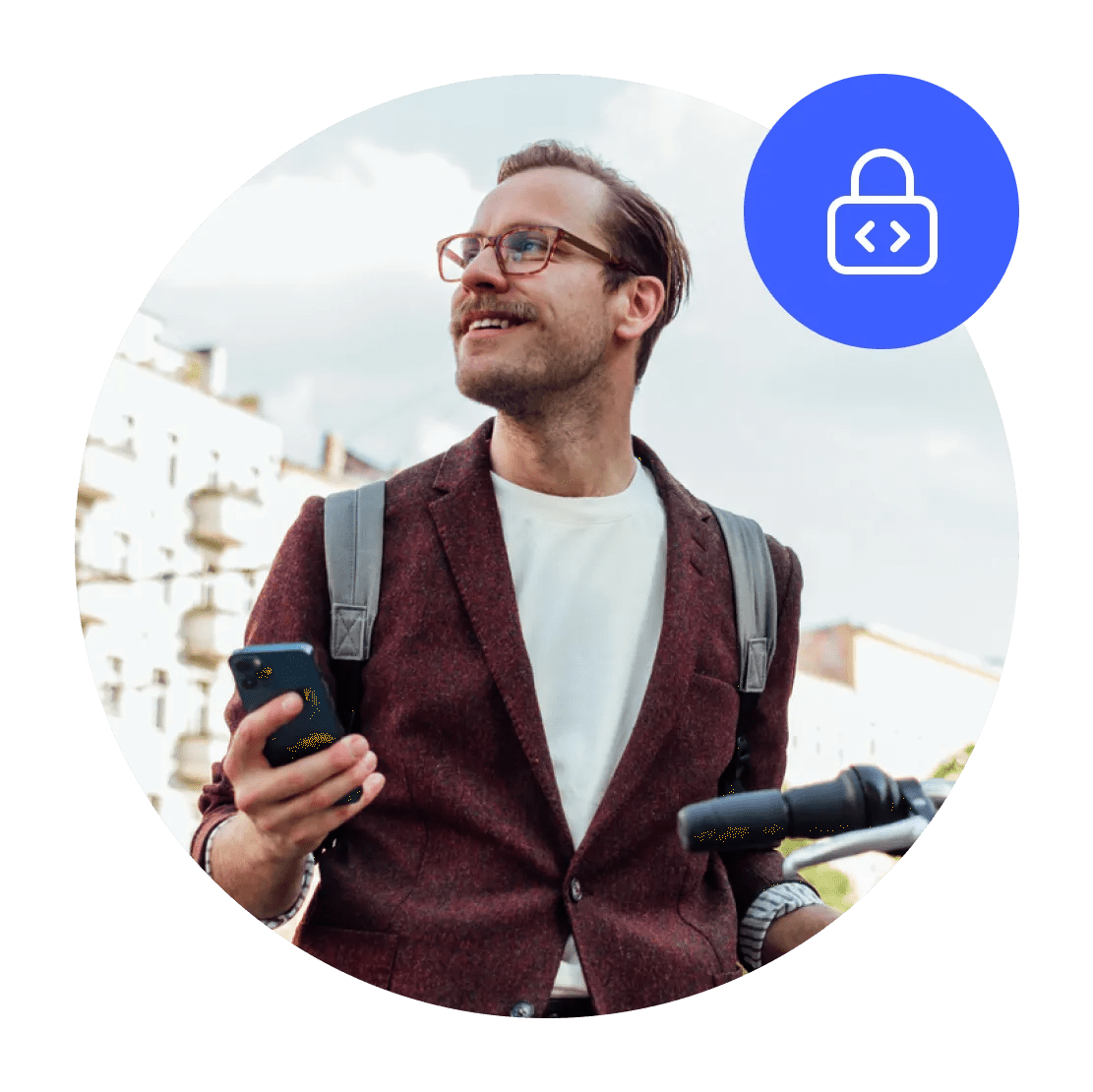 Vyras naudojasi internetu būdamas kelyje, o jo duomenų srautas apsaugotas patikimais „NordVPN“ šifravimo protokolais.
