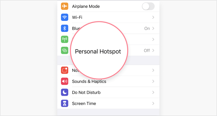 Tap Personal hotspot