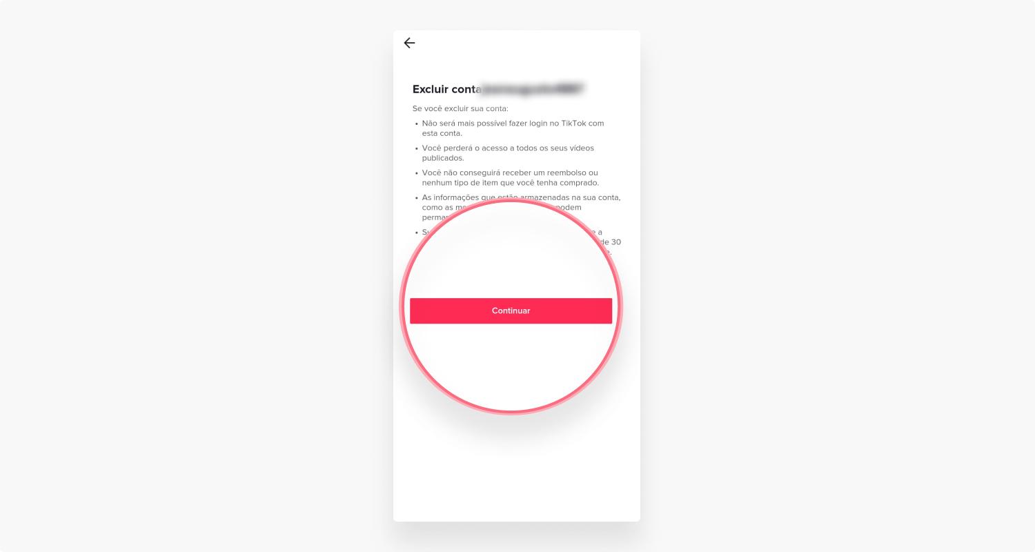 excluir conta do TikTok pelo celular: passo nº6