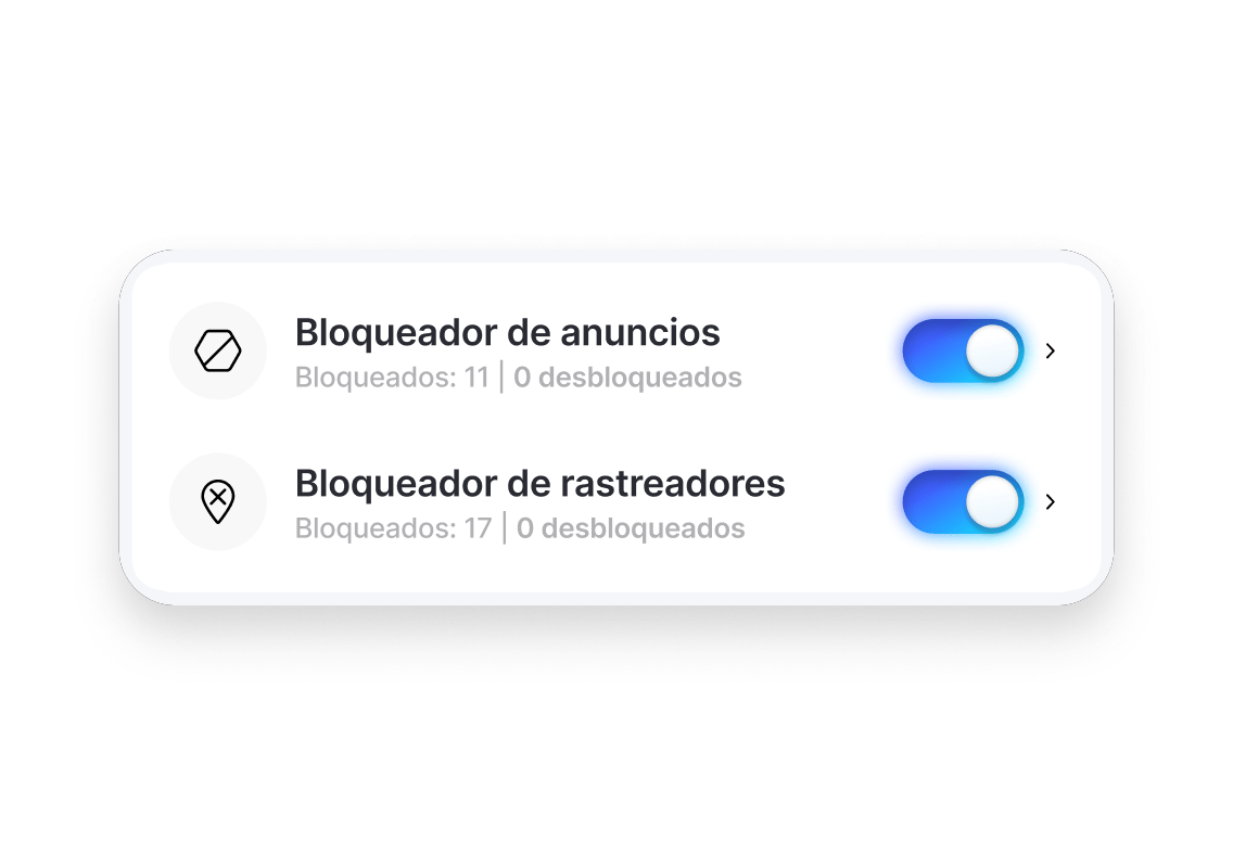 Funciones de bloqueo de anuncios y rastreadores activadas en el panel de control del antivirus de última generación de NordVPN.