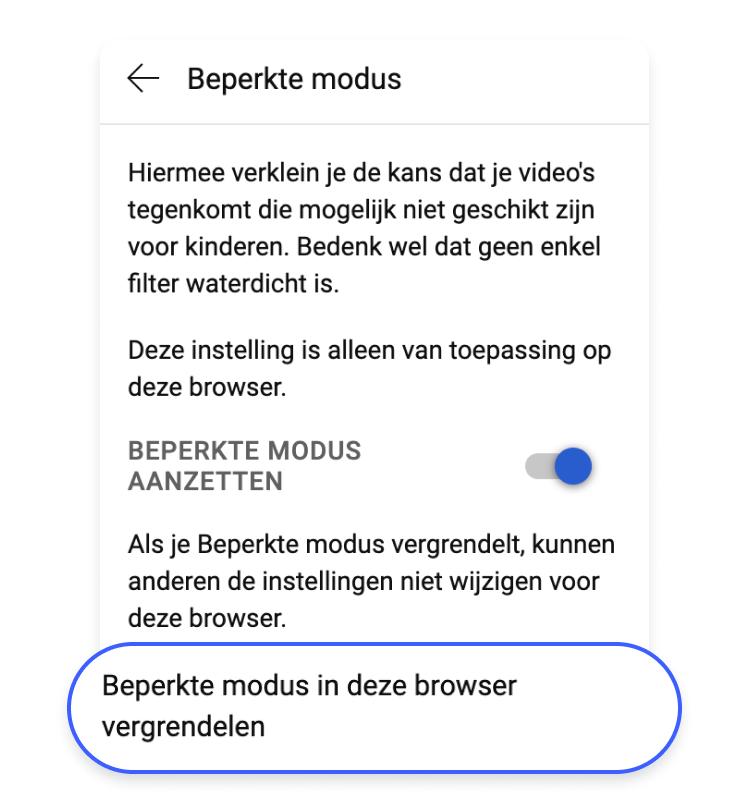 Youtube beperkte modus vergrendelen