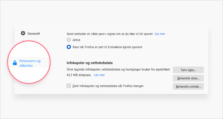 fjerne informasjonskapsler Firefox: trinn 2