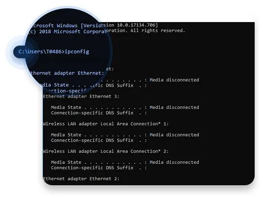 Введіть ipconfig та натисніть Enter