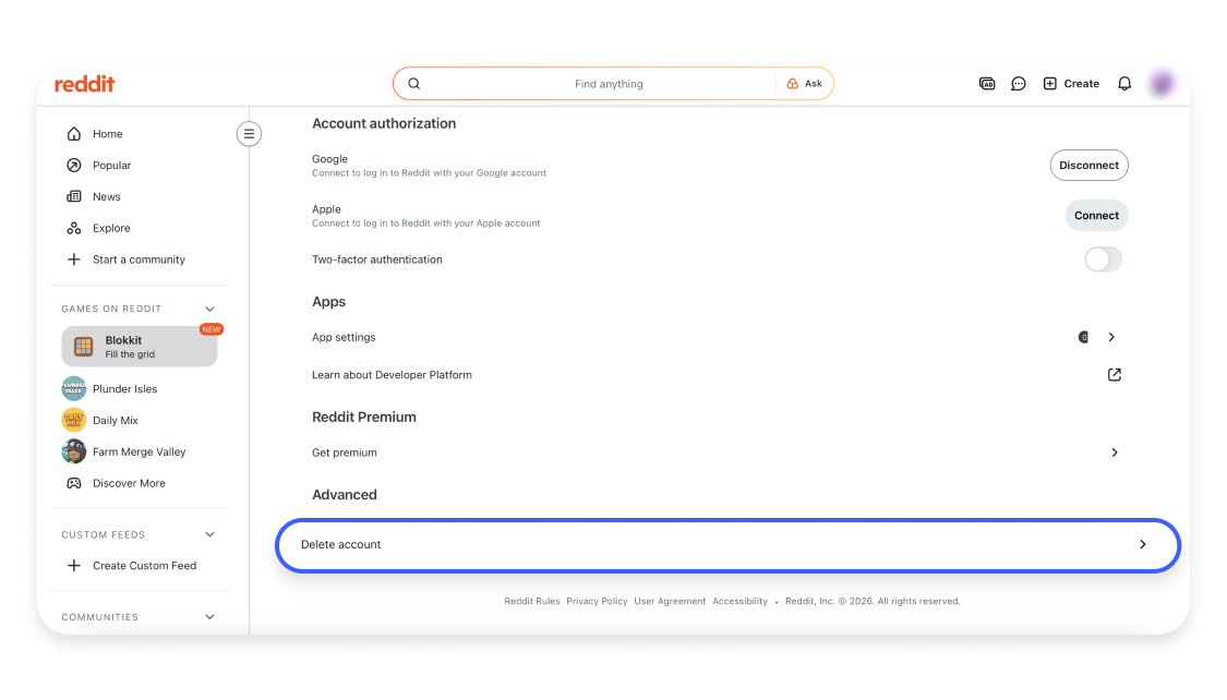 How to delete your Reddit account through the browser 2