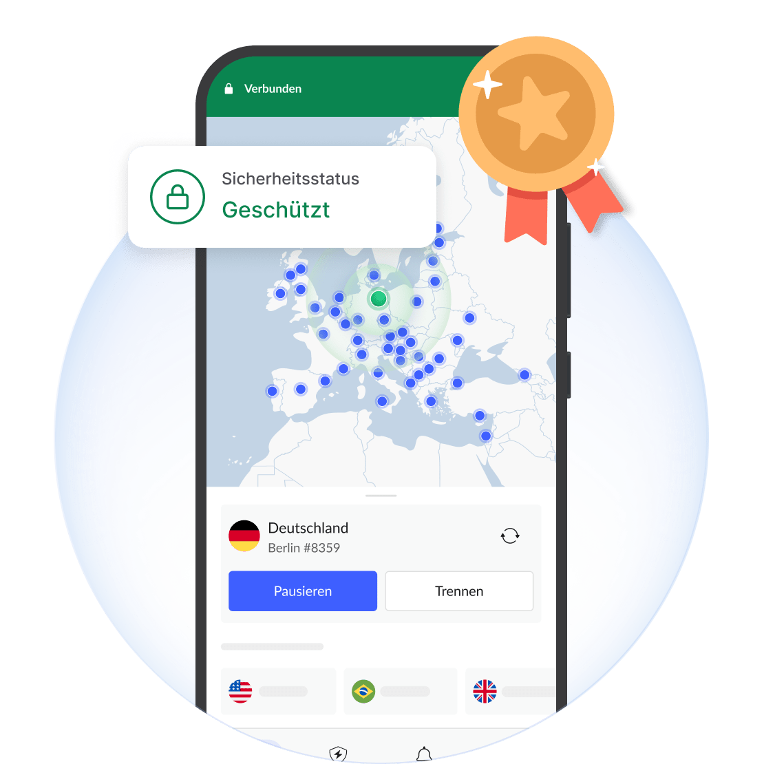 Ein Smartphone, das durch ein VPN geschützt ist.