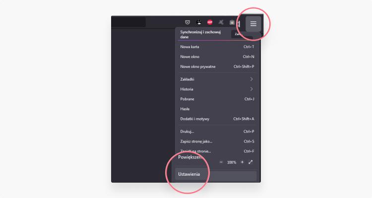 usunąć cache firefox: krok 1