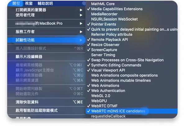 Safari 上停用 WebRTC 3