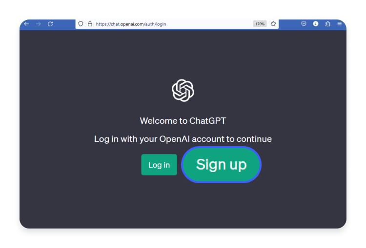 criar conta ChatGPT: passo nº1