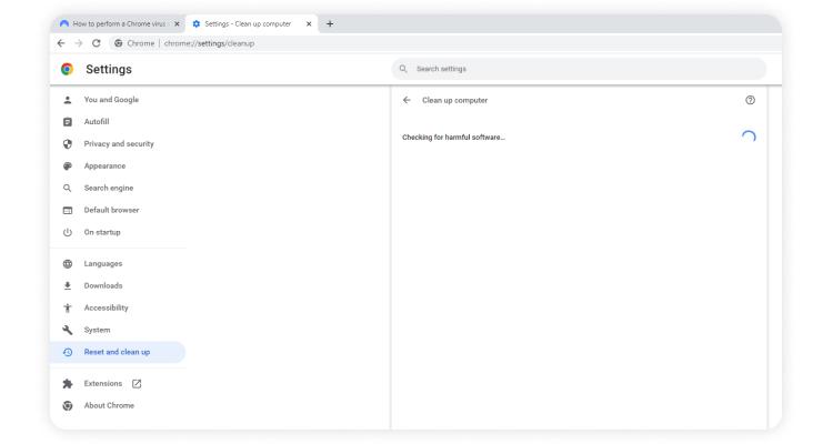 Chrome virus scan: step 5