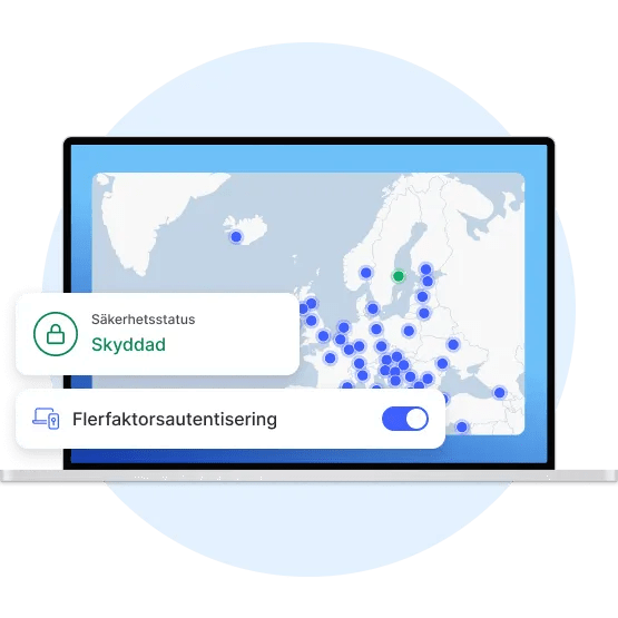 En bärbar datorskärm som visar att användaren har säkrat sin anslutning genom att ansluta till en VPN-server.
