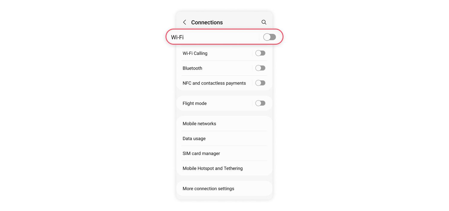 wifi option in connections